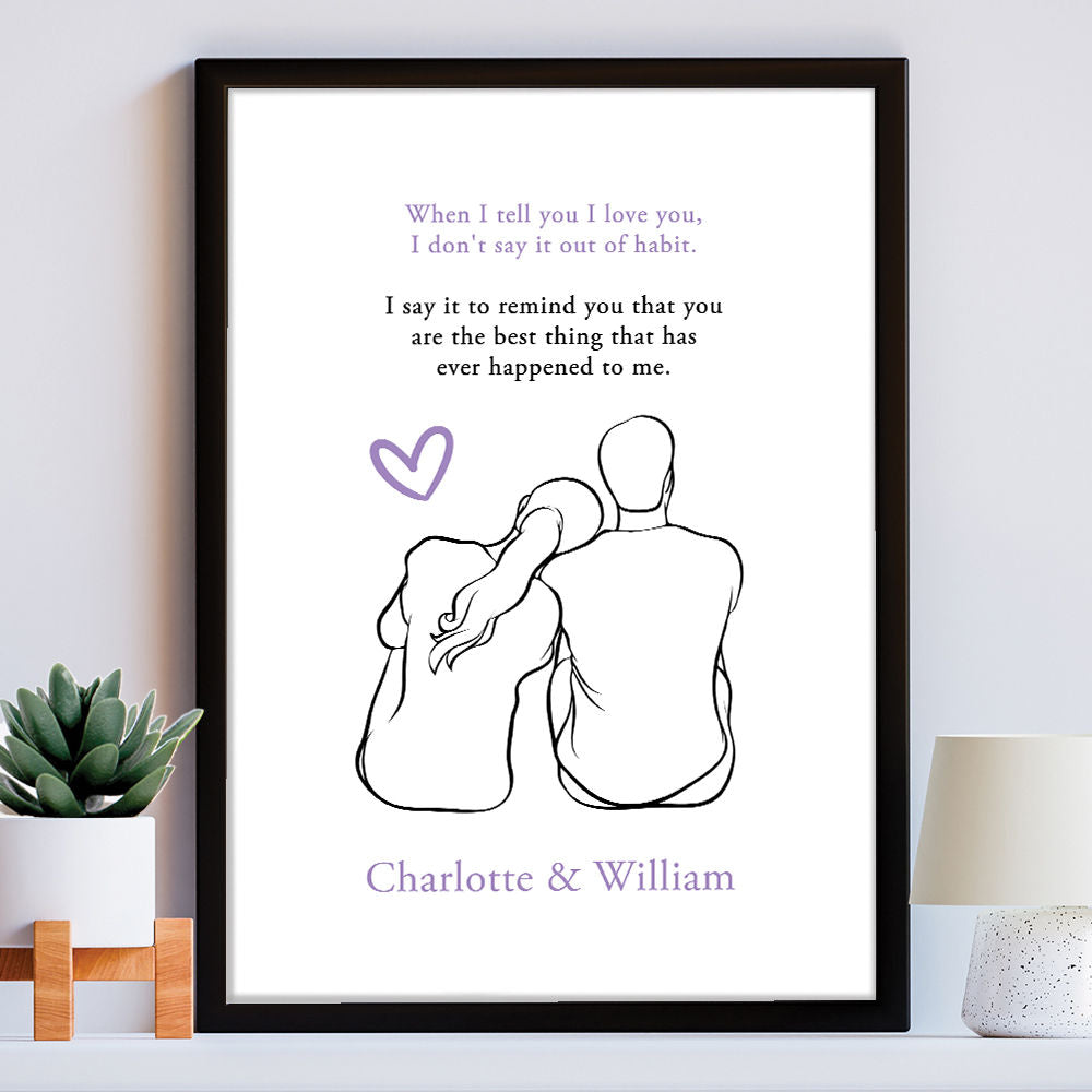 Personalised You&#39;re The Best Thing That Has Happened To Me Print in black frame within the home